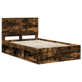 Bed Frame Smoked Oak 120 x 190 cm Solid Pine Wood 3411041