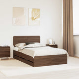 Bed Frame with Drawer Brown Oak 120 x 190 cm Engineered Wood 3412212