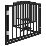 Dog Gate with Door Foldable 4 Panels Black 320 cm Poplar Wood 352225