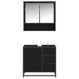 Bathroom Furniture Set 2 pcs Black Oak Engineered Wood 3402508