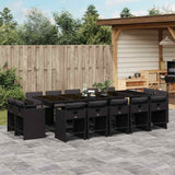 15 Piece Garden Dining Set with Cushions Black Poly Rattan 3211231