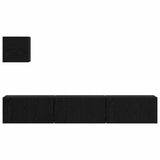 TV Cabinet Set Wall-mounted 4 pcs Black Oak Engineered Wood 3393148