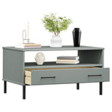 Coffee Table with Metal Legs Grey 85x50x45 cm Solid Wood OSLO 351034