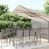 11 Piece Garden Bar Set with Cushions Grey Poly Rattan 3203932