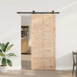 Sliding Door Brown 80 x 208 cm Solid Pine Wood 3381175