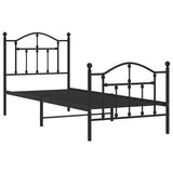 Metal Bed Frame without Mattress with Footboard Black 90x190cm 353449