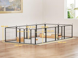 12-Panel Solid Dog Playpen with Doors, for Small Dogs, 60cm High, Black T3398P349747