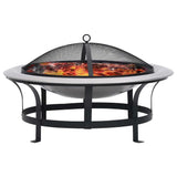 Outdoor Fire Pit with Grill Stainless Steel 76 cm 46530