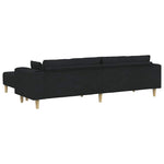 Fabric Sofa with Cushion 3 pcs Black 208 cm Fabric 3335164