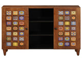 Sideboard with Shelf Walnut 90 x 33.5 x 75 cm Solid Mango Wood 4018252