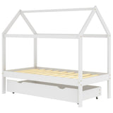 Kids Bed Frame with a Drawer White Solid Pine Wood 80x160 cm 322140
