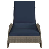 Sun Lounger with Cushion Grey 60x205x73 cm Poly Rattan 368284
