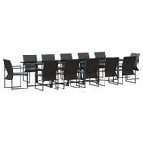 Garden Dining Set 13 pcs Black Steel 3335862