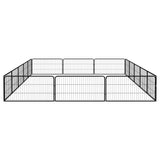 16-Panel Dog Playpen Black 100x50 cm Powder-coated Steel 3115969