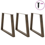 ZNTS Dining Table Legs V-Shape 3 pcs Natural Steel 90x cm Steel 4012595