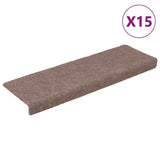 Stair Mats Self-adhesive 15 pcs 65x21x4 cm Light Brown Rectangular Edge 134561