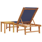 ZNTS Sun Lounger with Table Blue Solid Wood Acacia and Textilene 4008418