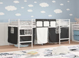 Kids'Loft Bed Frame with Curtains White and Black 90 x 190 cm 42020810