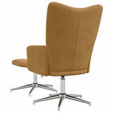 Relaxing Chair with a Stool Brown Velvet 328136