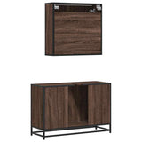 ZNTS 2 Piece Bathroom Furniture Set Brown Oak Engineered Wood 3300924