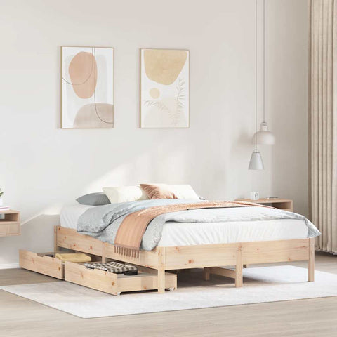 ZNTS Bed Frame without Mattress 160x200 cm Solid Wood Pine 3301704