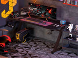 Gaming Desk 120 x 65 cm Steel Frame with Cup Holder, Headphone Hook, Adjustable Feet and Cable T3398P343072