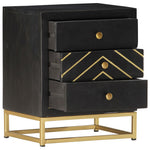 ZNTS Bedside Cabinet Black and Gold 40x30x50 cm Solid Mango Wood 286517