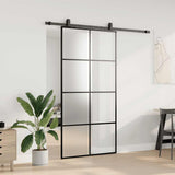 Sliding Door with Hardware Set Black 102.5x205 cm ESG Glass 3375867