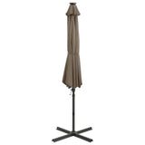 Cantilever Garden Parasol with Pole and LED Lights Taupe 300 cm 312331
