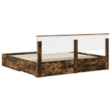 Bed Frame with Drawer Smoked Oak 200 x 200 cm Engineered Wood 3410858