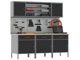 Work Cabinet with Drawer 7 pcs Black Engineered Wood and Steel 3321430