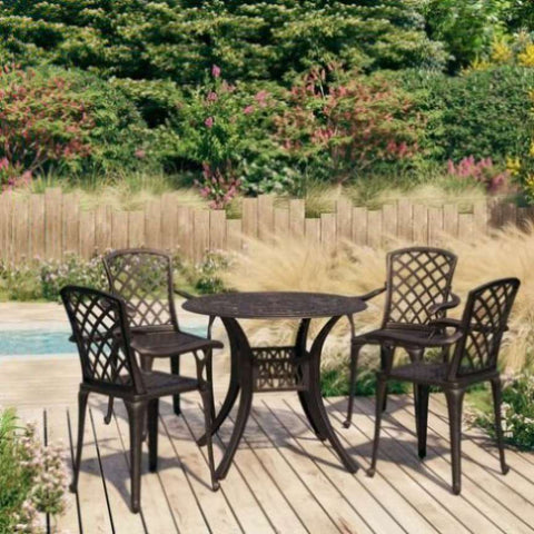 ZNTS 5 Piece Bistro Set Cast Aluminium Bronze 3070610