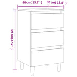 ZNTS Bed Cabinet with Solid Wood Legs Brown Oak 40x35x69 cm 813138