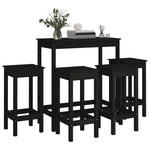 5 Piece Bar Set Black Solid Wood Pine 3124701