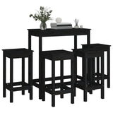 5 Piece Bar Set Black Solid Wood Pine 3124701