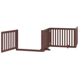 Dog Gate with Door Foldable 12 Panels Brown 960 cm Poplar Wood 3155692