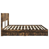 Bed Frame with Storage and Headboard Smoked Oak 180 x 200 cm 3414363