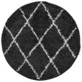 ZNTS Shaggy Rug High Pile Modern Black and Cream Ø 280 cm 375425