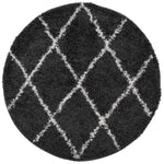 ZNTS Shaggy Rug High Pile Modern Black and Cream Ø 200 cm 375423