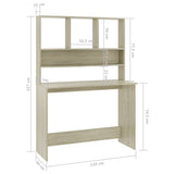 Desk with Shelf Sonoma Oak 110x45x157 cm Engineered Wood 800390