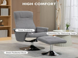 Swivel Recliner Chair with Footstool, Velvet Recliner Armchair with Ottoman, Steel Base, Upholstered T3398P423898