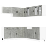 11 Piece Kitchen Cabinet Set Porto Concrete Grey Engineered Wood 3314935
