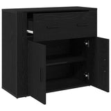 Sideboard with Drawer Black Oak 80 x 33 x 70 cm Engineered Wood 862801
