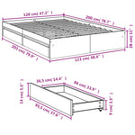 ZNTS Bed Frame with Drawers without Mattress Grey Sonoma 120x200 cm 3280669