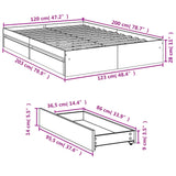 ZNTS Bed Frame with Drawers without Mattress Grey Sonoma 120x200 cm 3280669