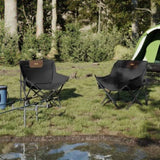 Camping Chairs with Pocket Foldable 2 pcs Black 366548