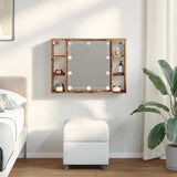 Mirror Cabinet with LED Old Wood 76x15x55 cm Engineered Wood 857001