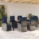 Garden Dining Set with Cushion 7 pcs Grey and Black Rattan 3380587