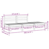 Garden Sofa 3-Seater White Solid Wood Pine 838034