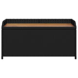 Storage Bench Black 100x50x52 cm Poly Rattan and Acacia Wood 365949